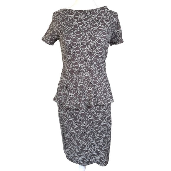 Velvet Graham & Spencer Size Medium Dress Gray Turq Sheath Peplum Stretch Fitted - Picture 1 of 9